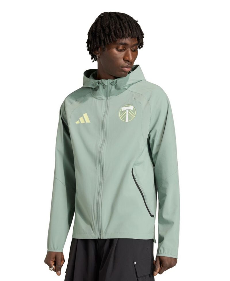 Men's Light Green Portland Timbers Tiro Travel Full-Zip Hooded Windbreaker