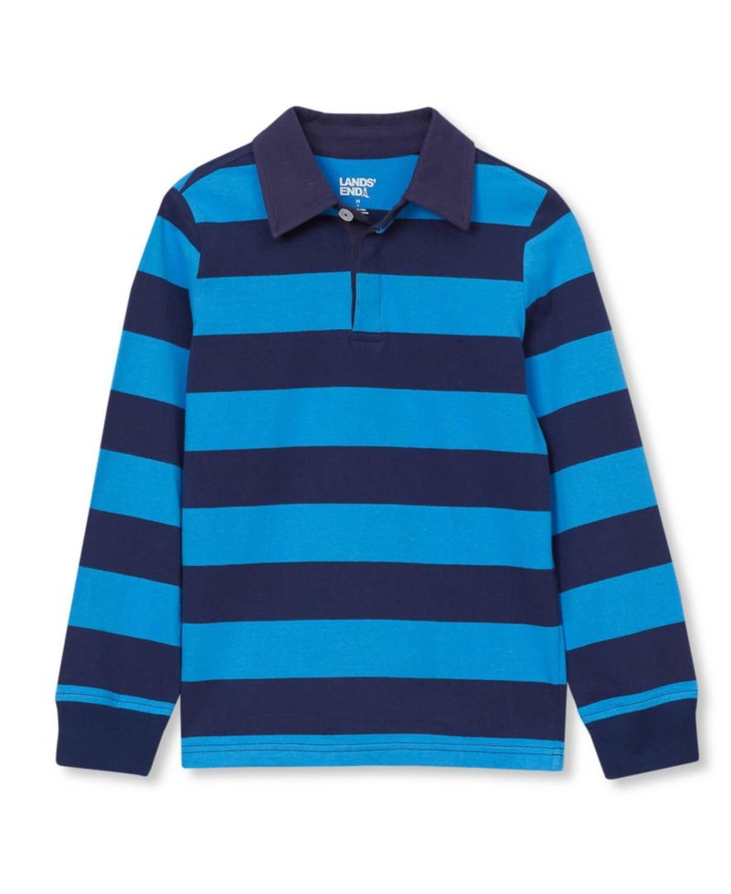 Big Boys Husky Long Sleeve Collared Rugby Shirt
