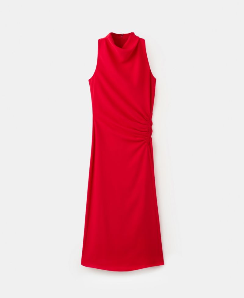 Women's Draped Neckline Ruched Dress