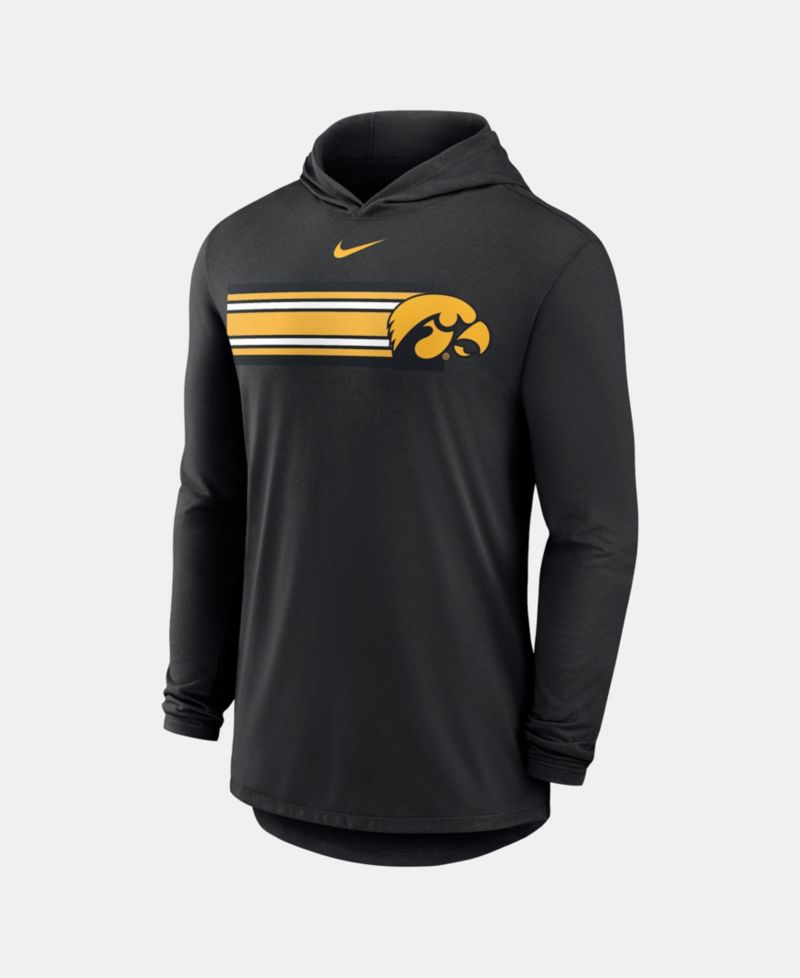 Men's Black Iowa Hawkeyes Primetime Pattern Tri-Blend Dri-FIT Long Sleeve Hooded T-Shirt