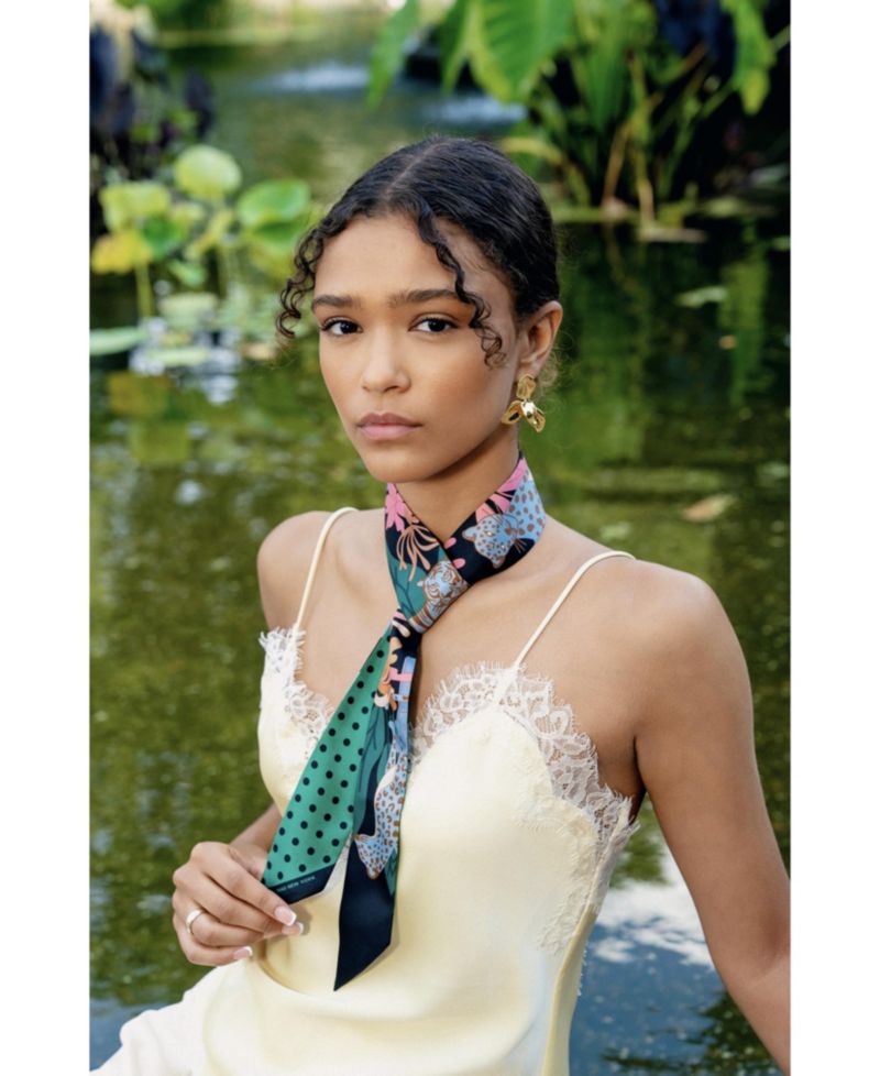 Silk Skinny Scarf Night Jungle Gathering