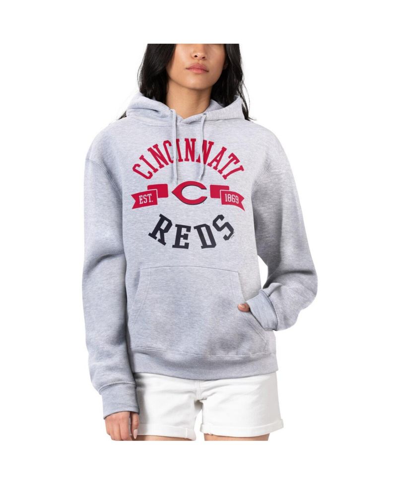 Women's Heather Gray Cincinnati Reds City Graphic Pullover Hoodie