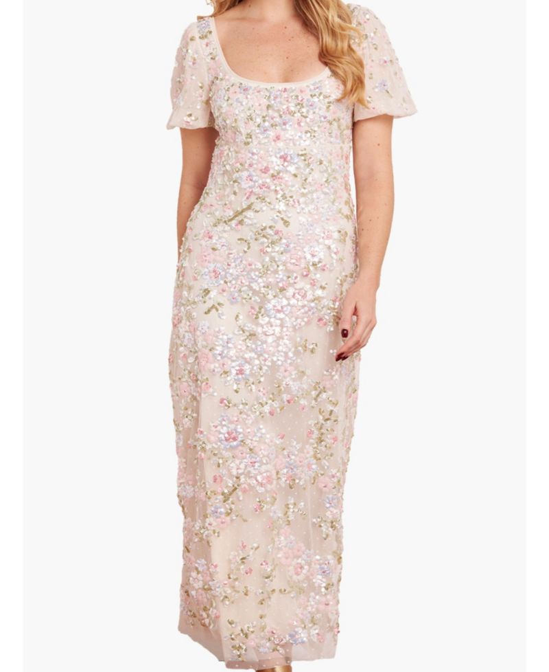 Women's Dream Garland Puff Sleeve Ankle Gown