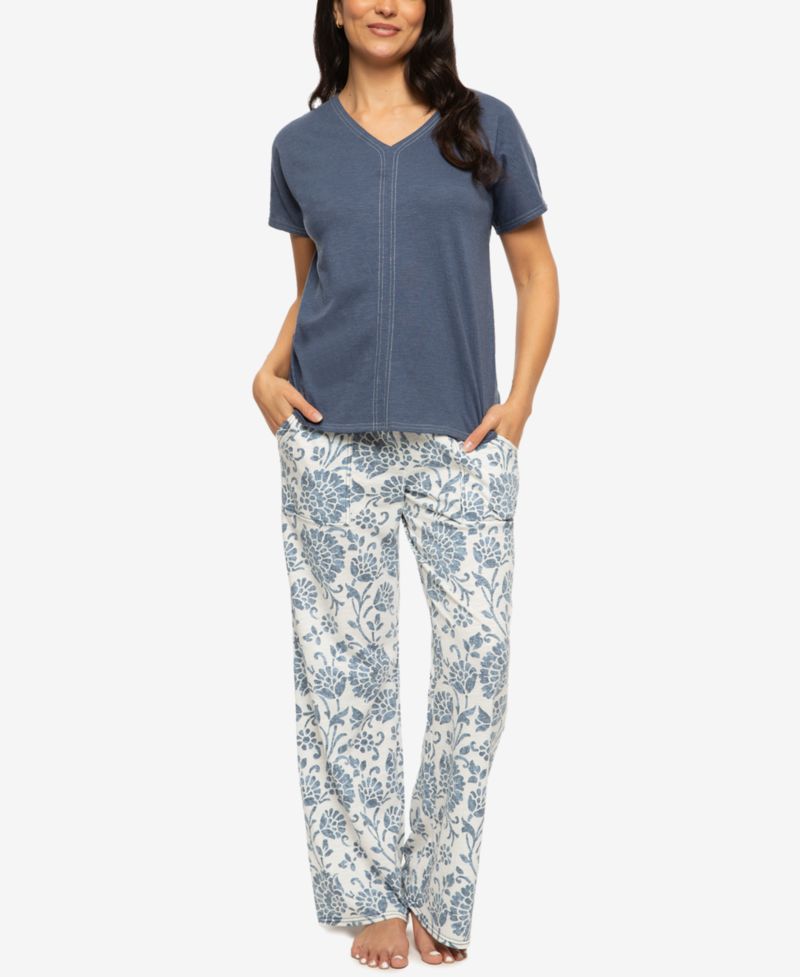 Women's Josephine V-Neck T-Shirt and Pants Pajama Set Style 900870