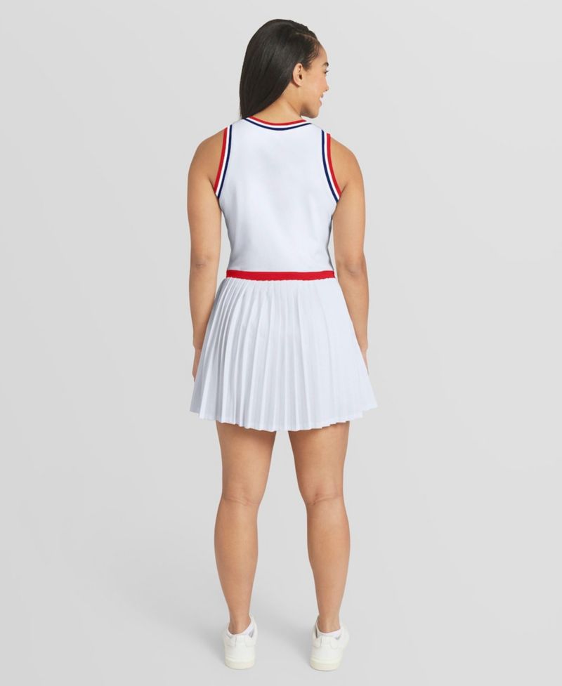 Women's White Philadelphia Phillies Zip-Front Pleated Tri-Blend Scoop Neck Tank Dress