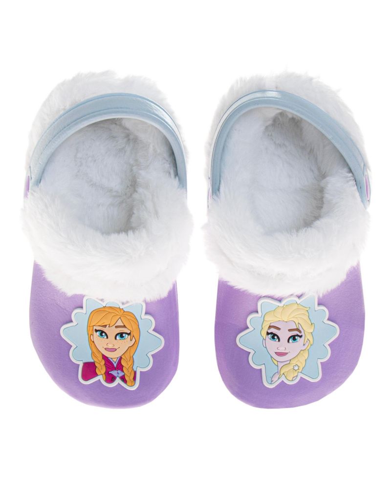 Little Girls Frozen Anna and Elsa Clogs Fuzzy, Fleece Lined, and Warm Garden Shoes