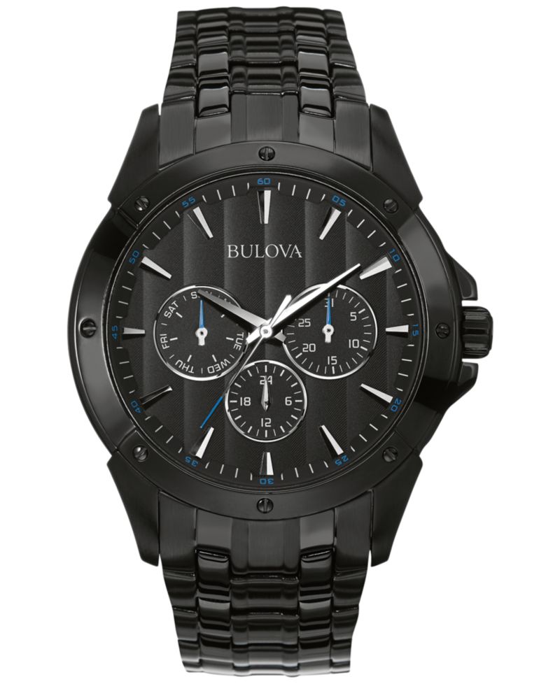 Men's Black Ion-Plated Stainless Steel Bracelet Watch 43mm 98C121