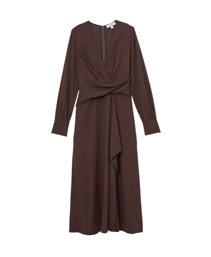 Women's Mira Long-Sleeve V-Neck Midi Wrap Dress