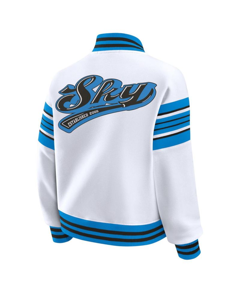 Women's White/Blue WNBA Full-Snap Fleece Sweatshirt Jacket