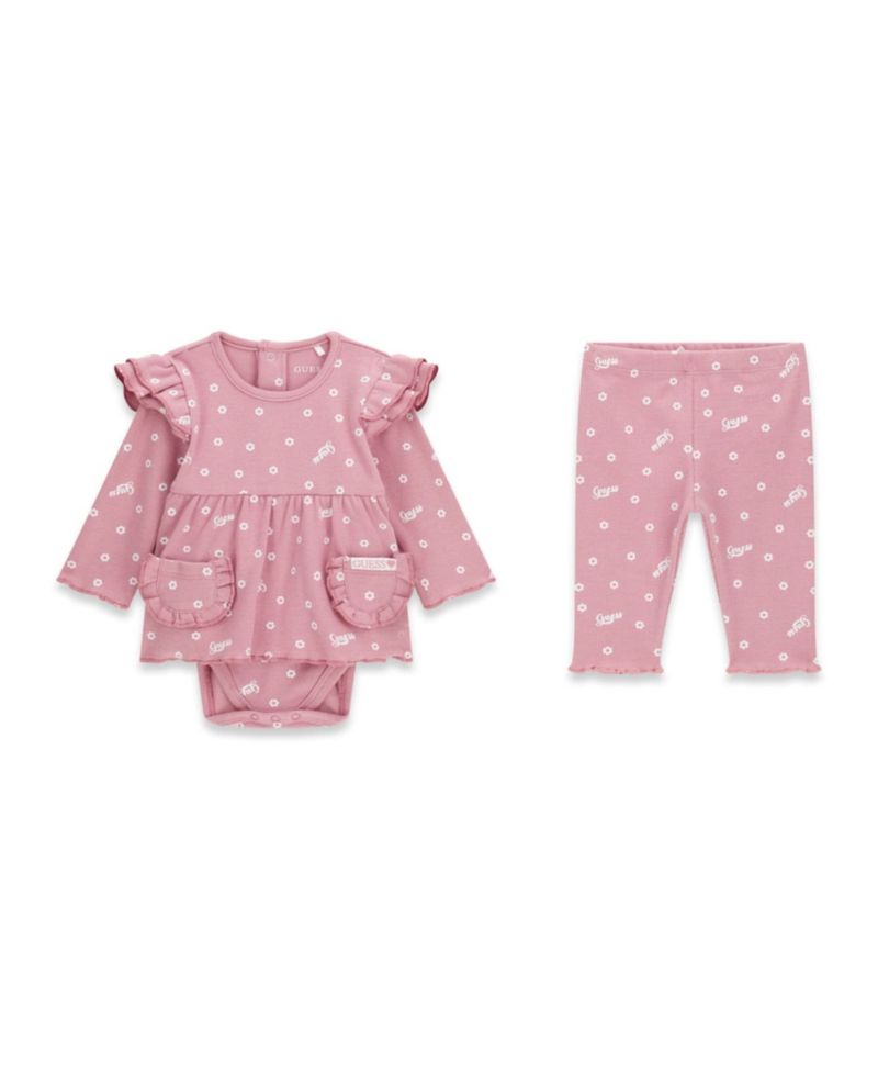 Baby Girls' Stretch Rib Long-Sleeve Bodysuit and Pant, 2-Piece Set