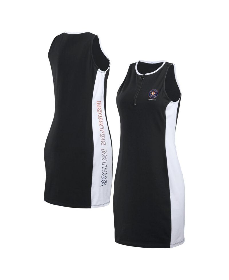 Women's Black Houston Astros Color Block Quarter-Zip Sleeveless Dress