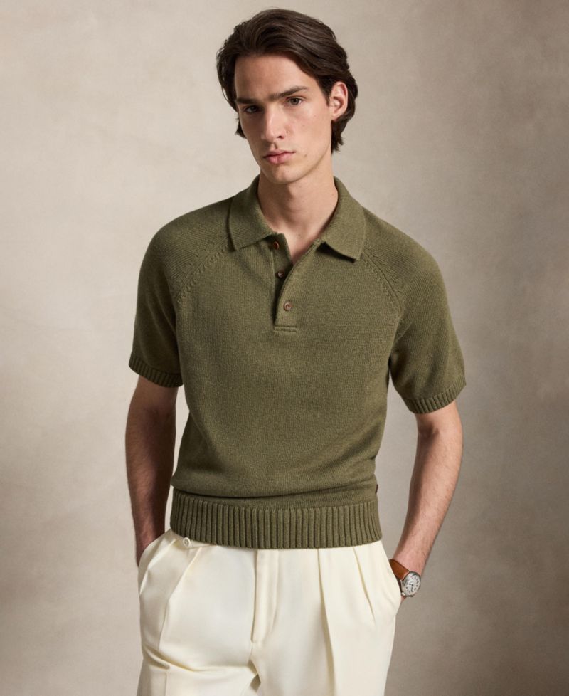 Men's Thick-Gauge Cotton Polo Sweater