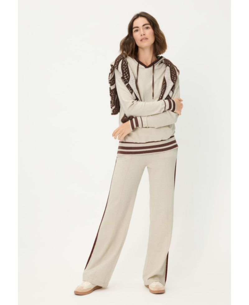 Women's Knit Hoodie Pullover with Stripes