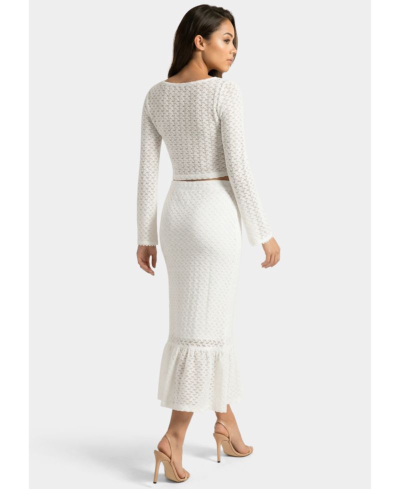 Women's 2-Piece Crochet Top Tiered Skirt Set