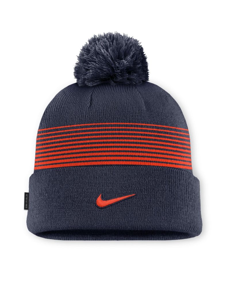 Men's and Women's Navy Auburn Tigers 2026 On-Field Cuffed Knit Hat with Pom