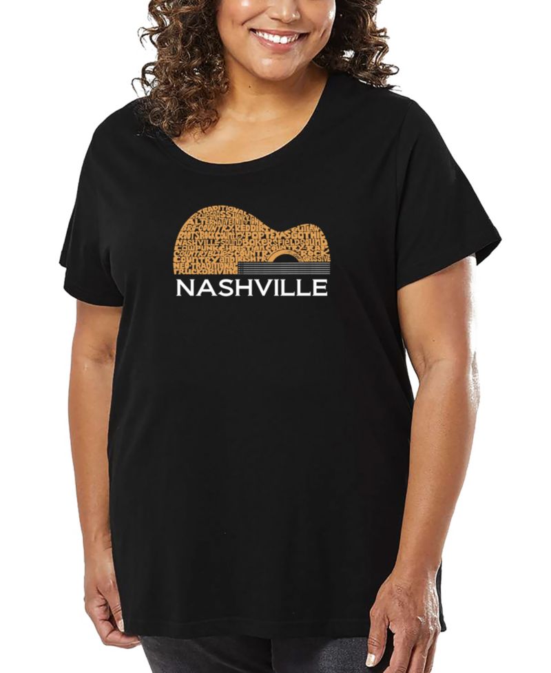 Plus Size Nashville Guitar Word Art T-Shirt