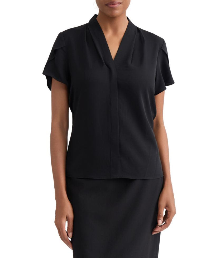 Petite Petal-Sleeve Blouse