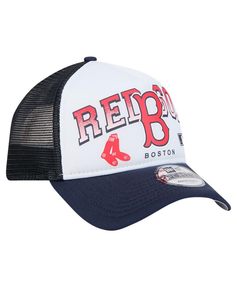 Men's White Boston Red Sox Retro Wordmark 9FORTY A-Frame Trucker Adjustable Hat
