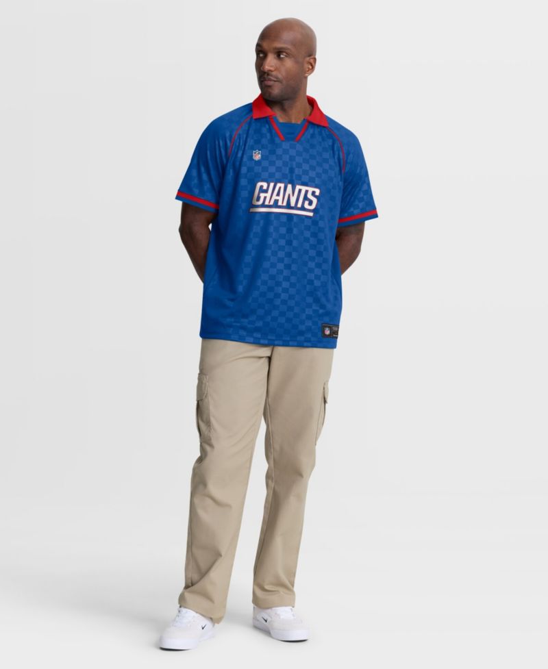 Men's Royal/Red New York Giants Homerun Raglan V-Neck Polo Shirt