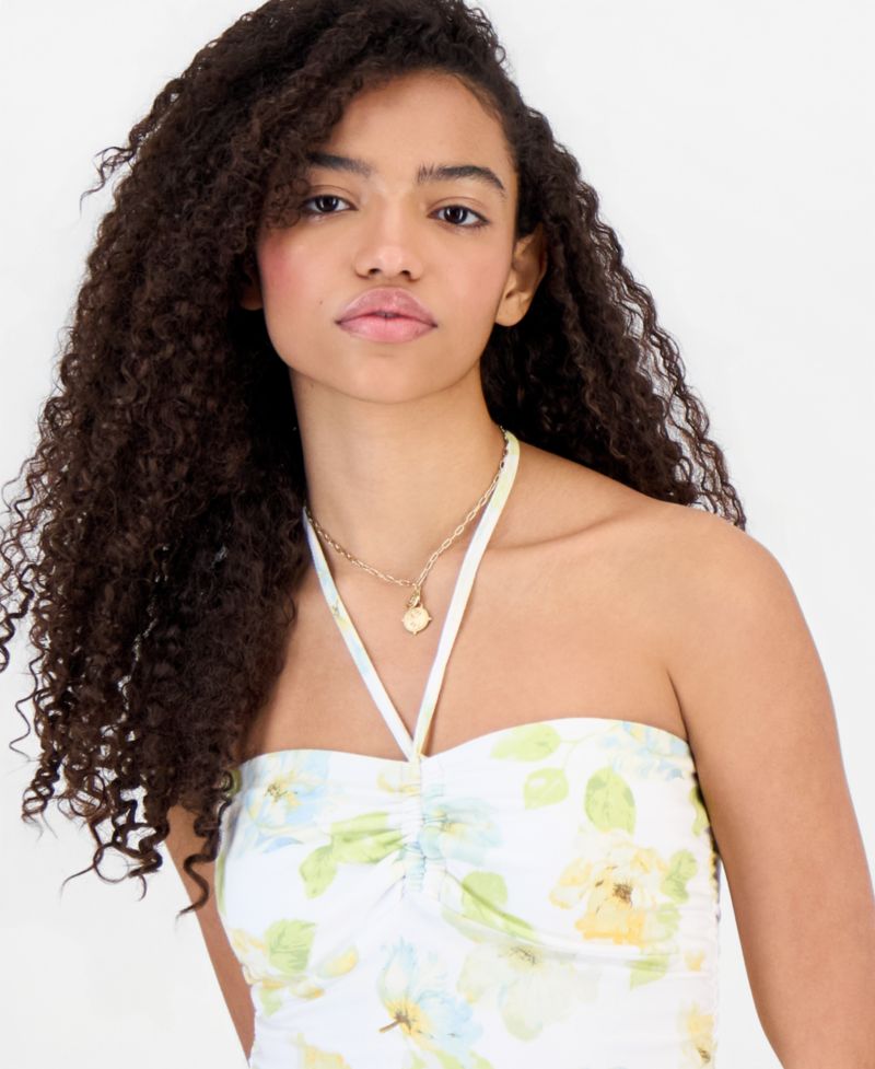 Juniors' Ruched Halter Tube Top