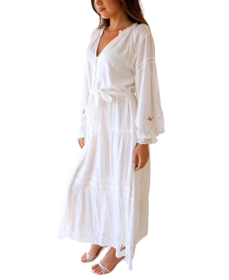 Women's Embroidered Lace Stevie Dress in White