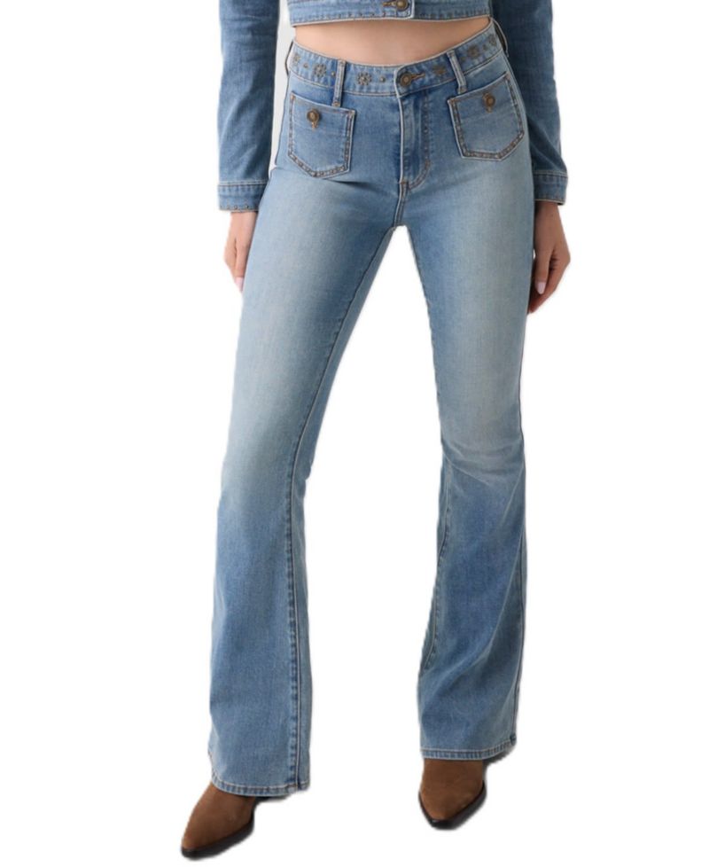 Women's Cropped Studded Denim Jacket