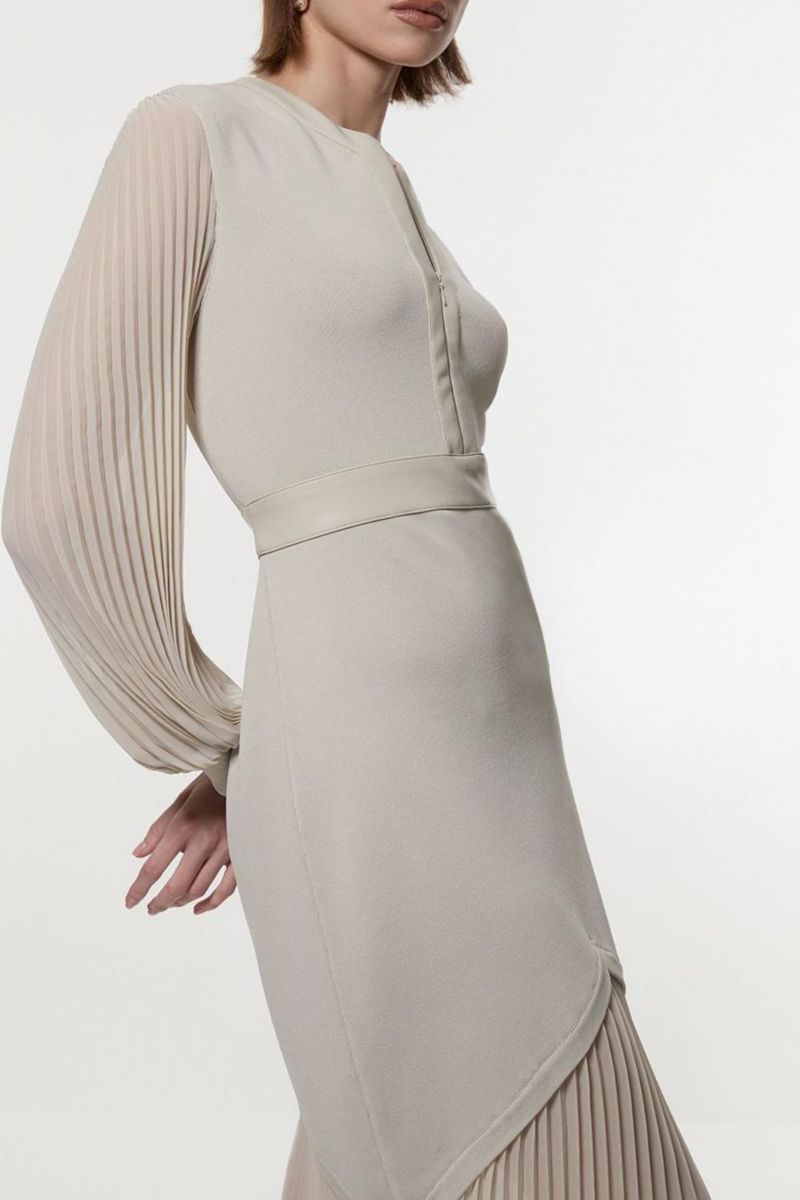 Women's Woven Sleeved Pleated Dress