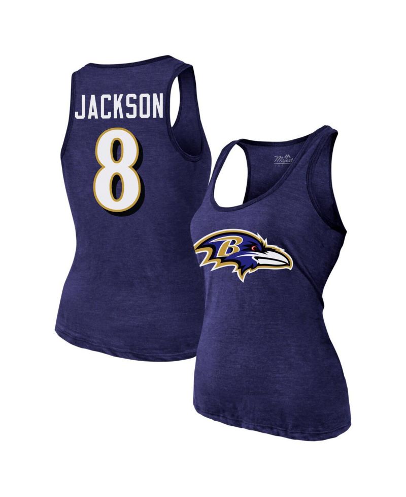 Women's Lamar Jackson Purple Baltimore Ravens Name & Number Tri-Blend Tank Top