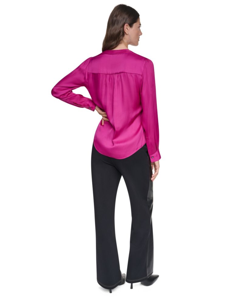 Women's Long-Sleeve V-Neck Regular-Fit Blouse