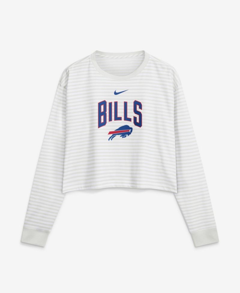 Women's White Buffalo Bills Loose Fit Crop Top