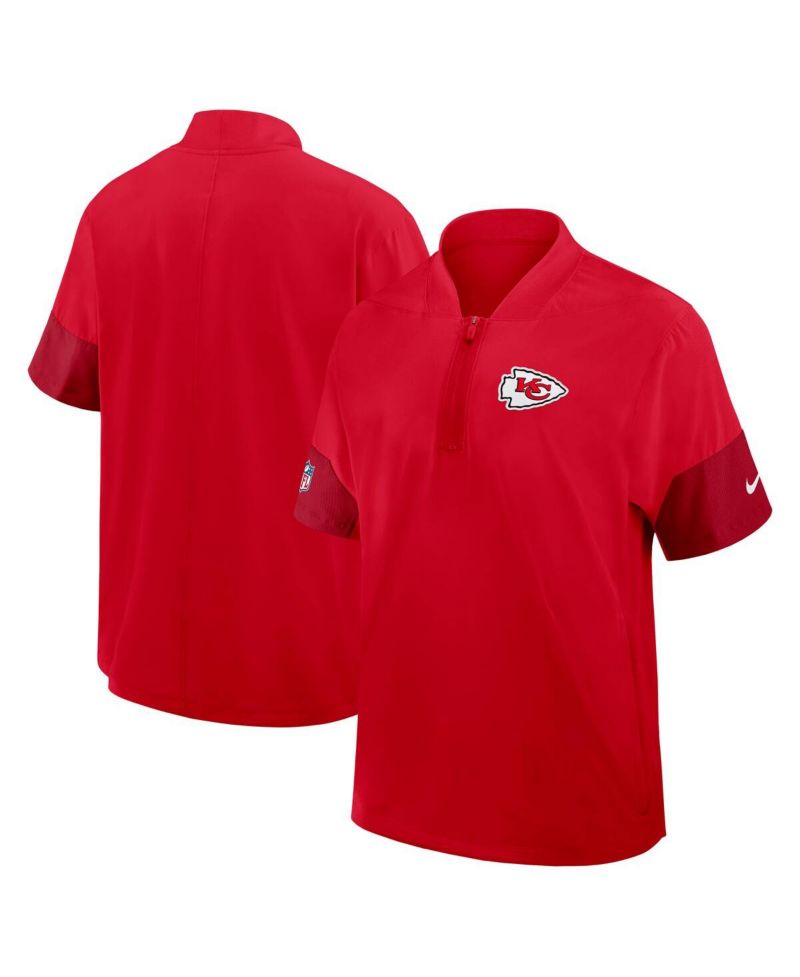 Men's Red Kansas City Chiefs Sideline Short Sleeve Quarter-Zip Performance Coach Jacket