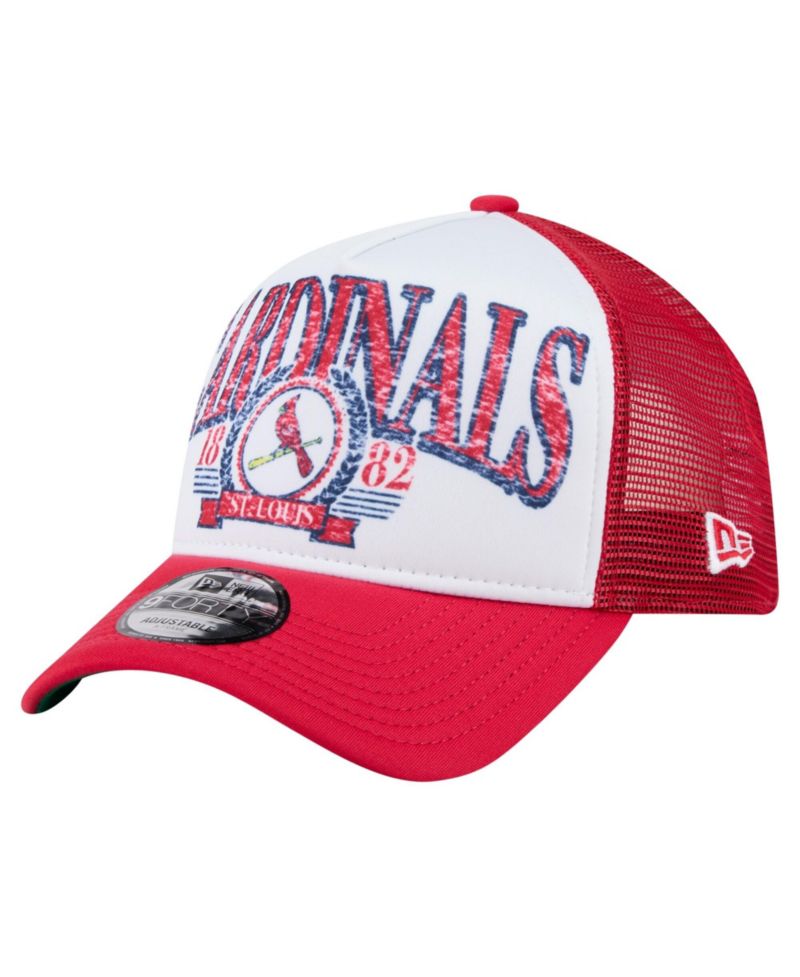 Men's White St. Louis Cardinals Distressed 9FORTY A-Frame Adjustable Trucker Hat