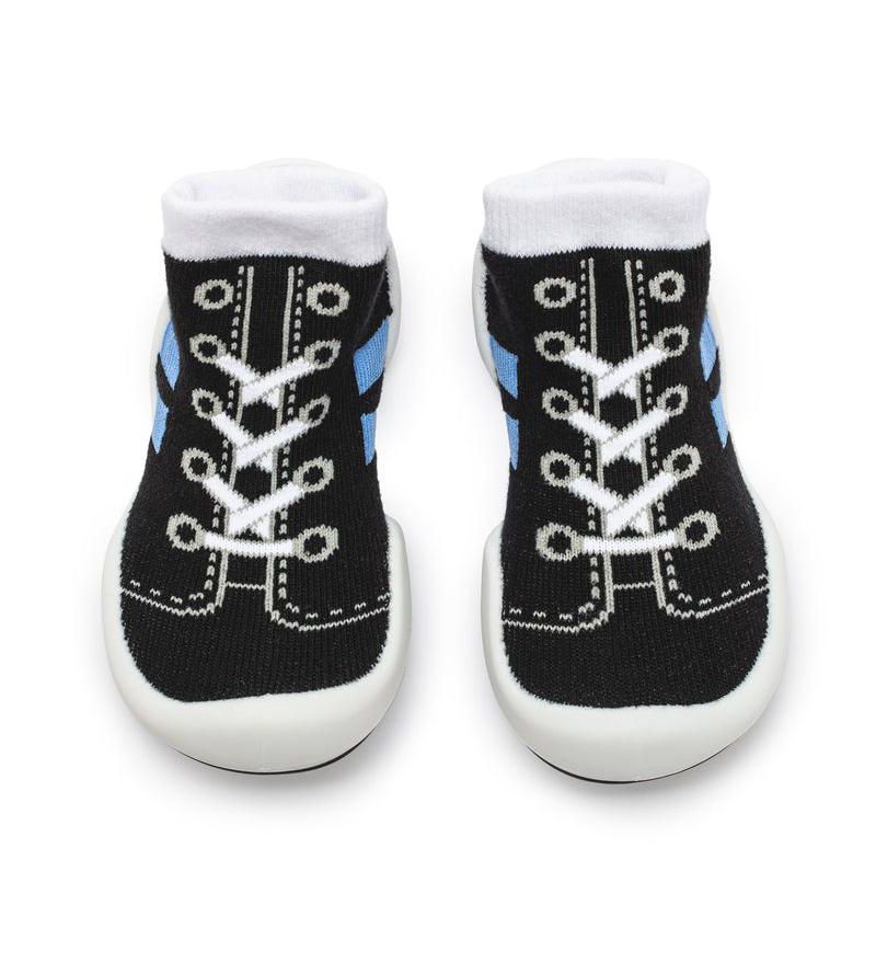 Infant Girl Boy First Walk Sock Shoes Runner - Black