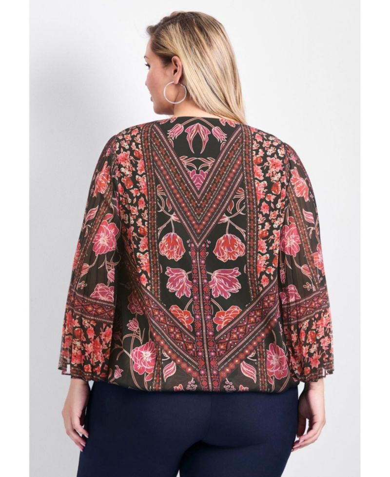 Women's Plus Size Harmony Pleat Sleeve Top