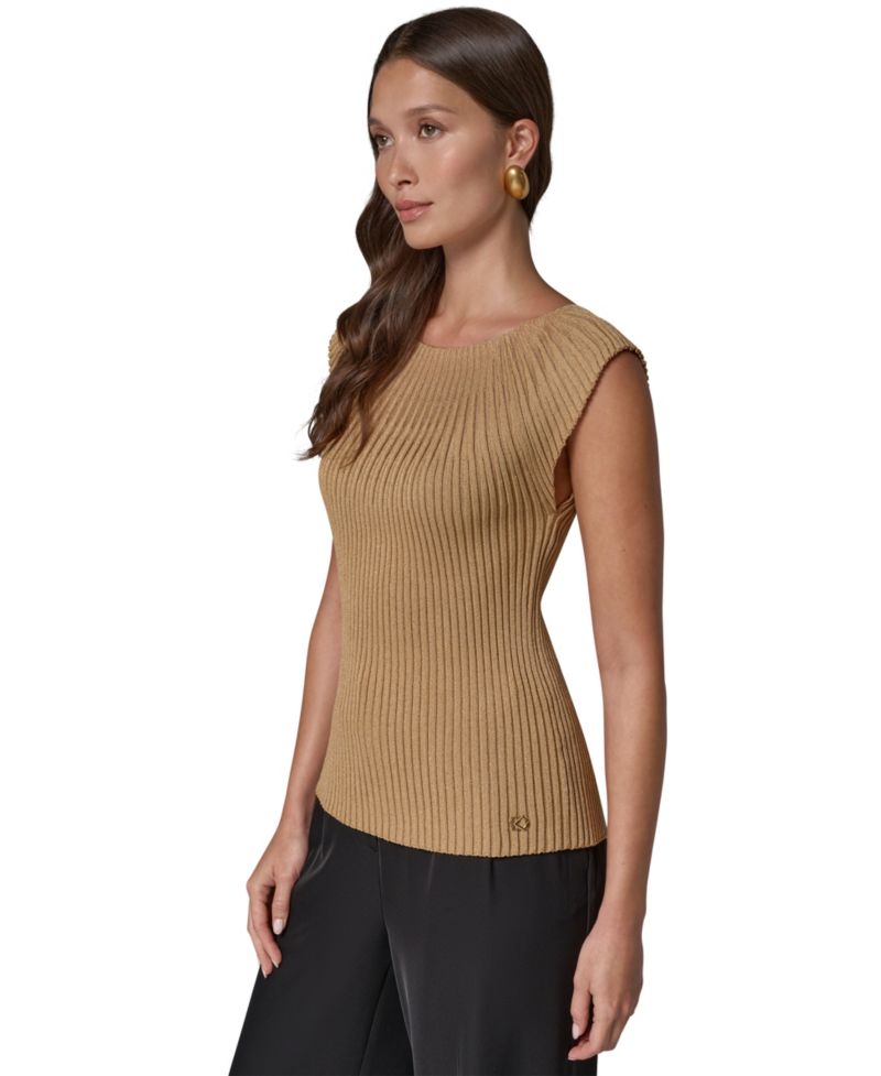 Women's Crewneck Sleeveless Ribbed Pullover Sweater