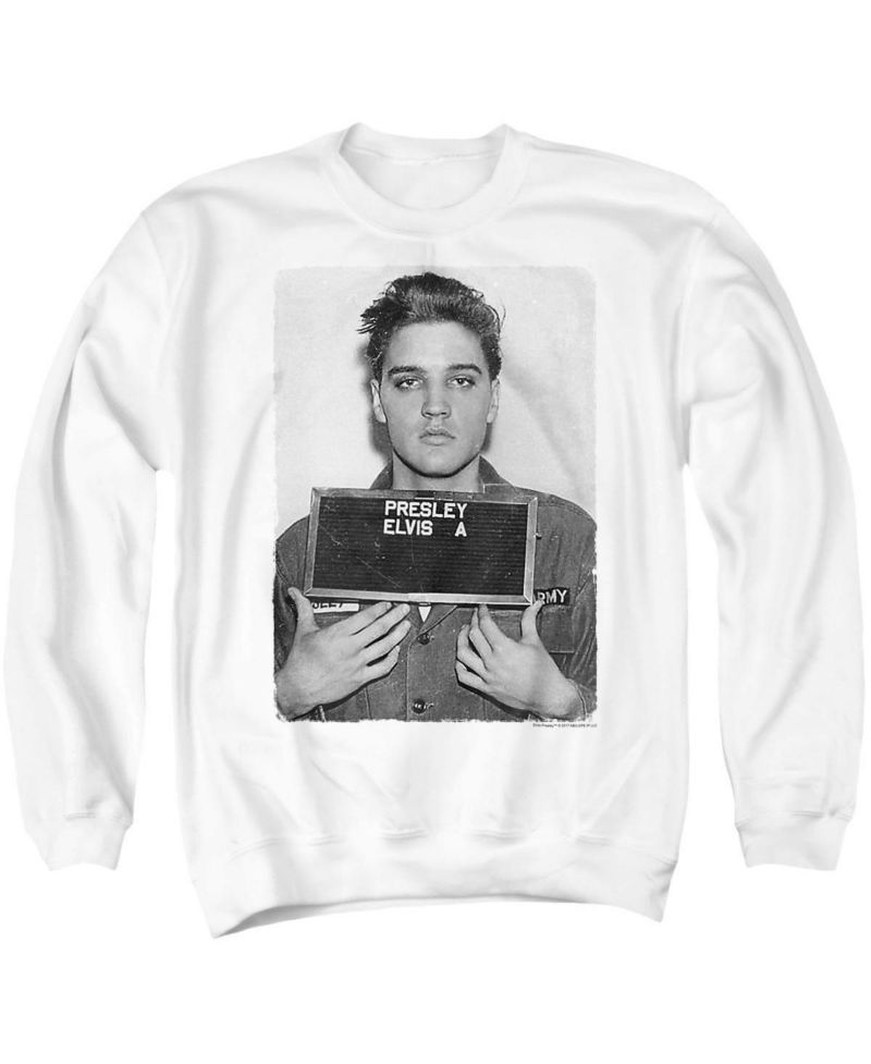 Men's Presley Army Mug Shot Graphic Cotton Crewneck Sweatshirt