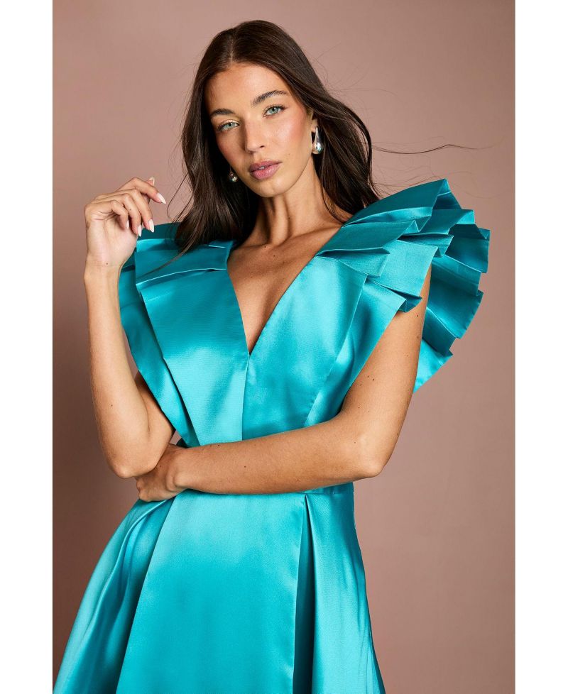 Women's V-Neck High Low Midi Dress