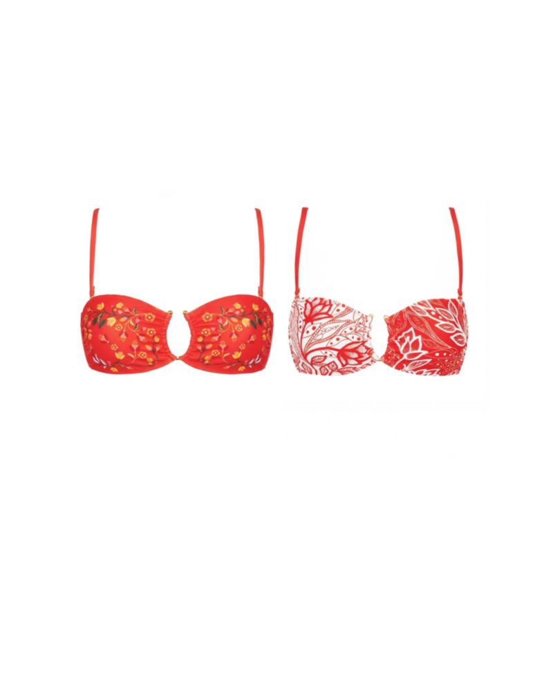 Women's Scarlet Bloom Reversible Square Bandeau Top