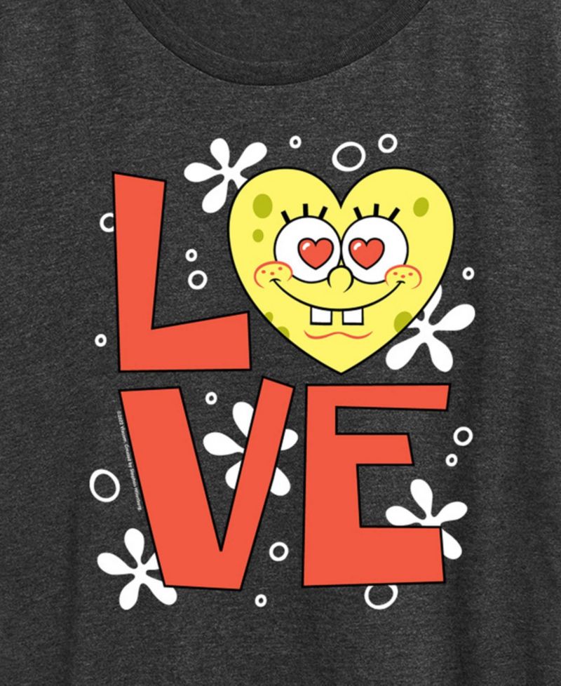Women's Spongebob Squarepants Love Heart Short-Sleeve Graphic T-Shirt