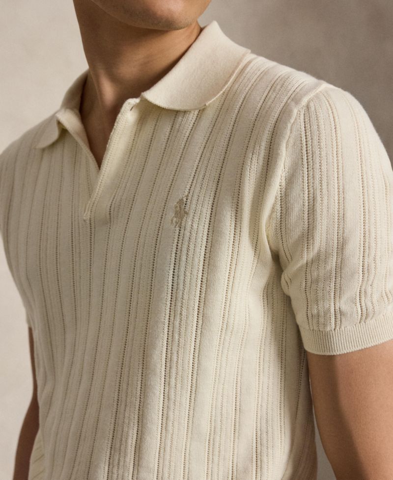Men's Textured Cotton Polo Shirt