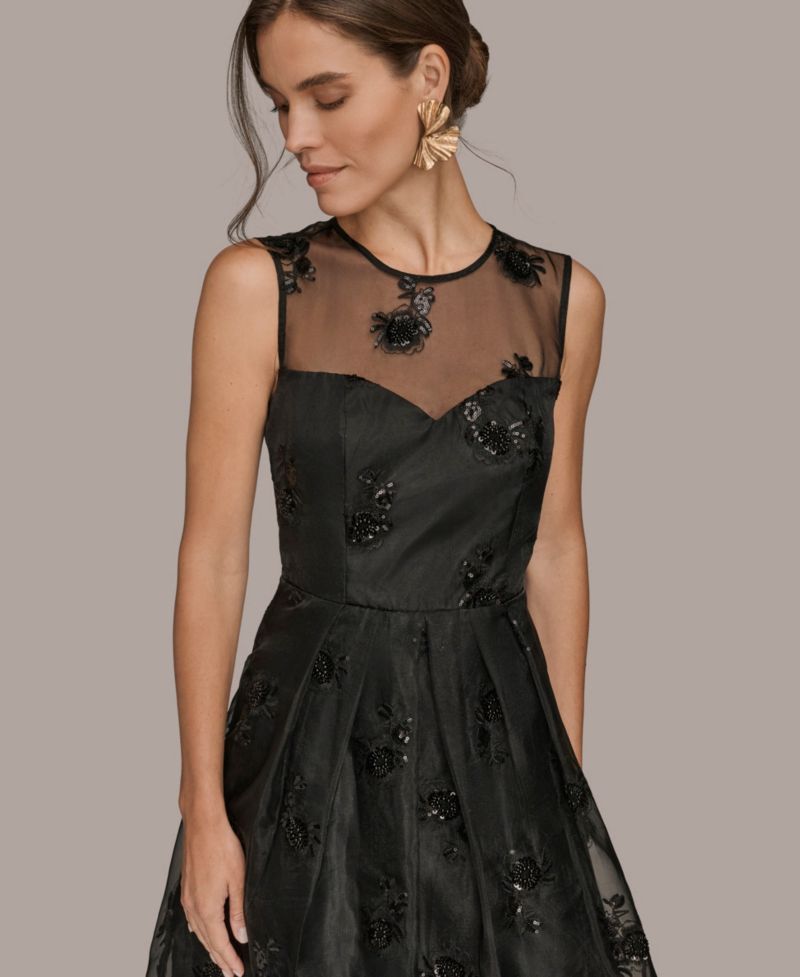 Women's Sleeveless Illusion Cocktail Dress