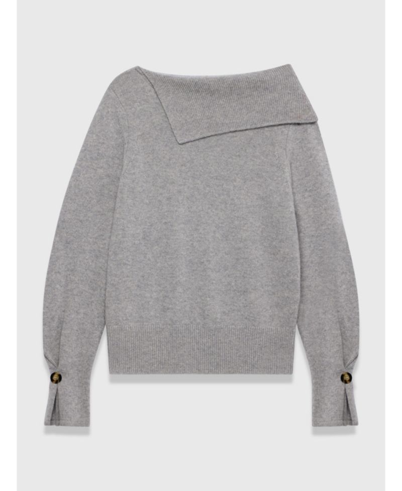 Women's Eloria Asymmetric Neck Cashmere Long-Sleeve Sweater