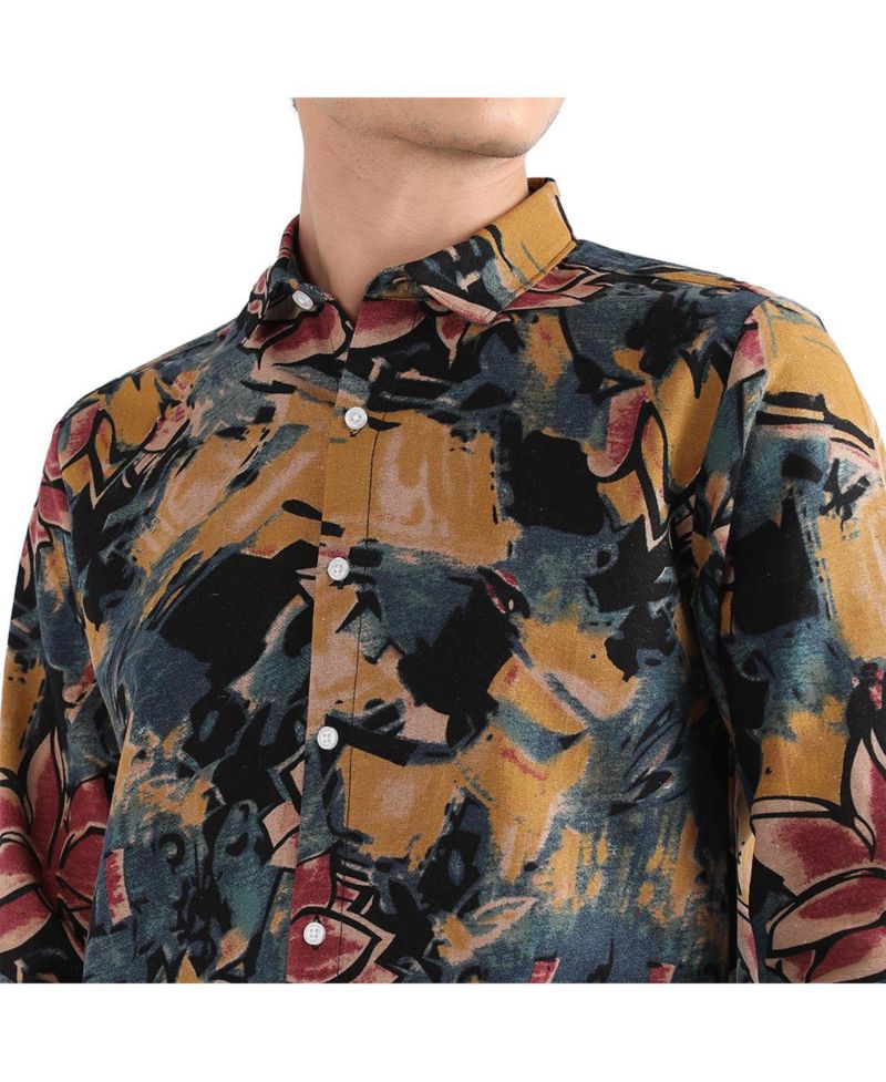 Men's Multicolour Artistic Flowers Shirt