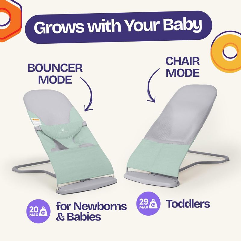 Kids Portable 2 in 1 Bouncer – Versatile Bouncer Chair Bouncer with Ergonomic Support to Use, Oatmeal