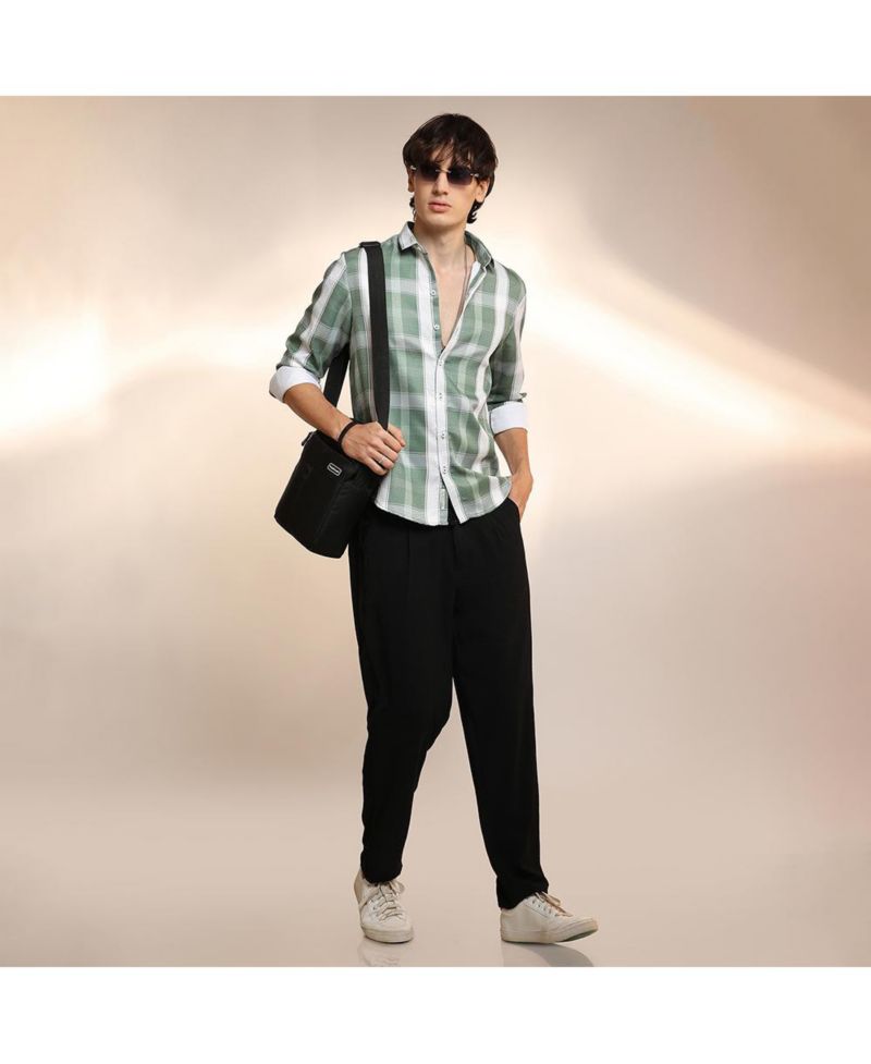 Men's Sage Green Tartan Plaid Shirt