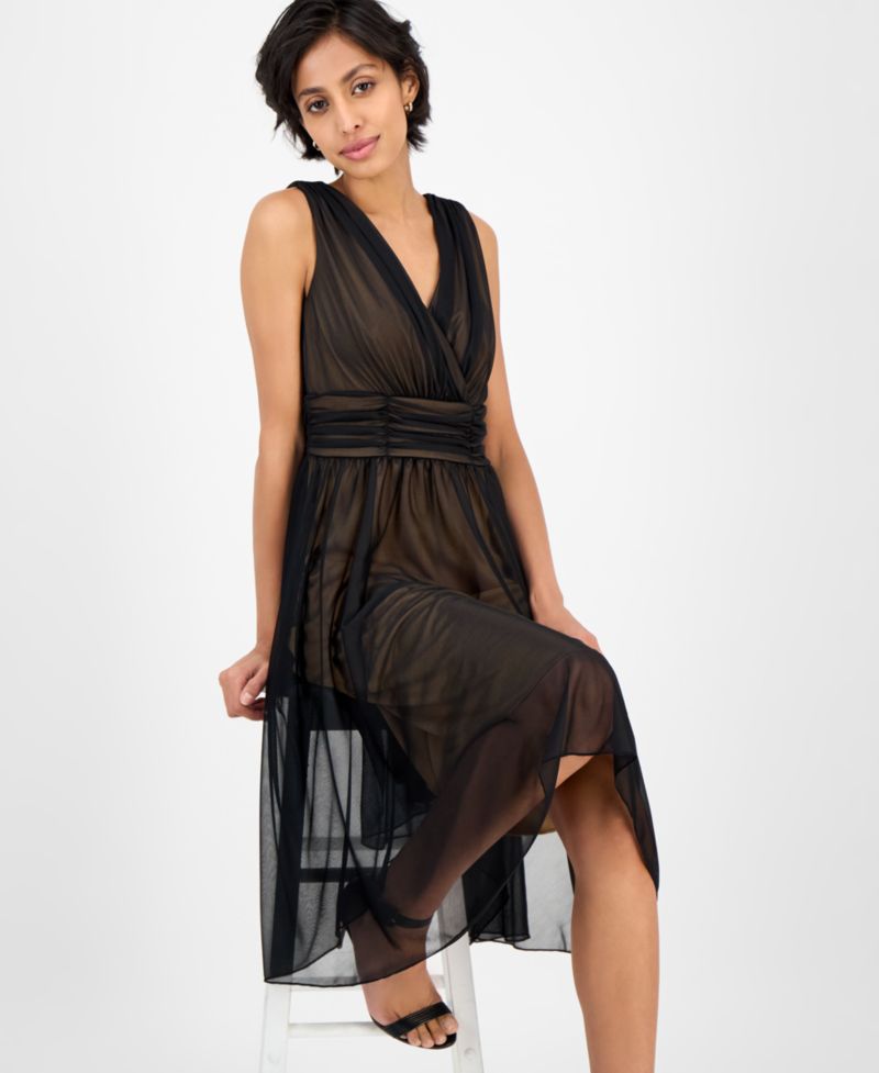 Plus Size Sleeveless Chiffon Midi Dress