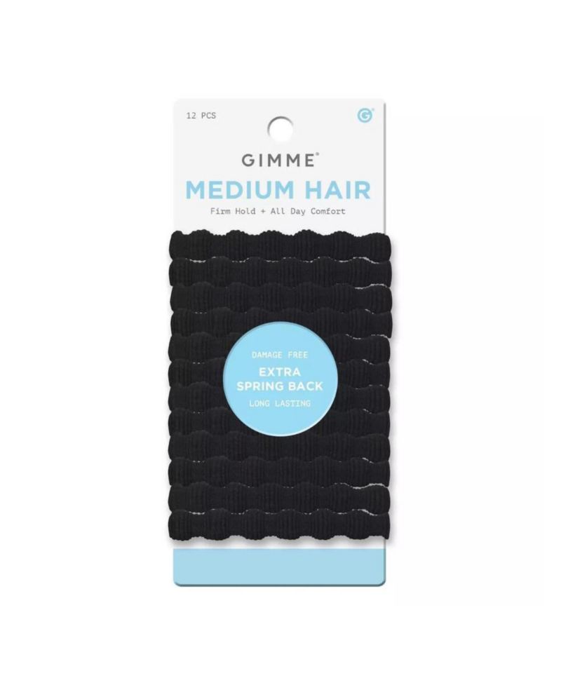Spring Back Hair Bands - No-Snag Elastic Bands for Medium Hair - Gentle Ponytail Holders - 12 Pack