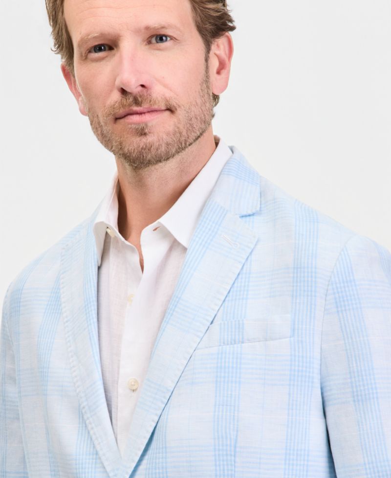 Men's Plaid Linen Blazer