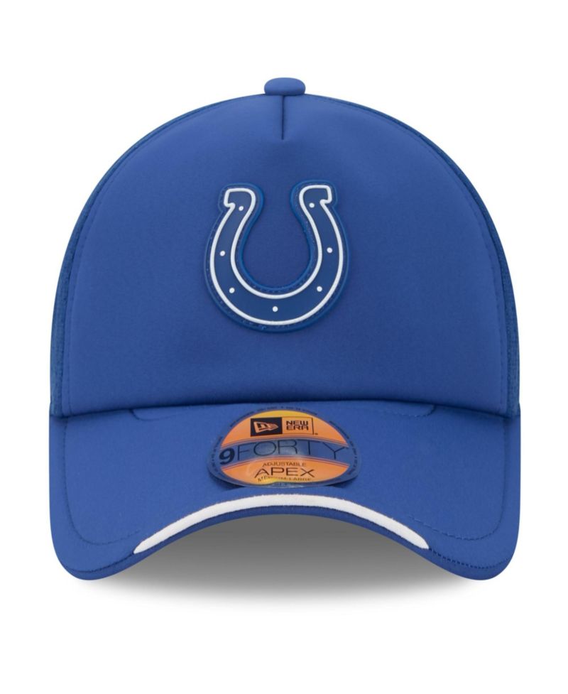 Men's Royal Indianapolis Colts 2026 Sideline Apex 9FORTY Adjustable Trucker Hat