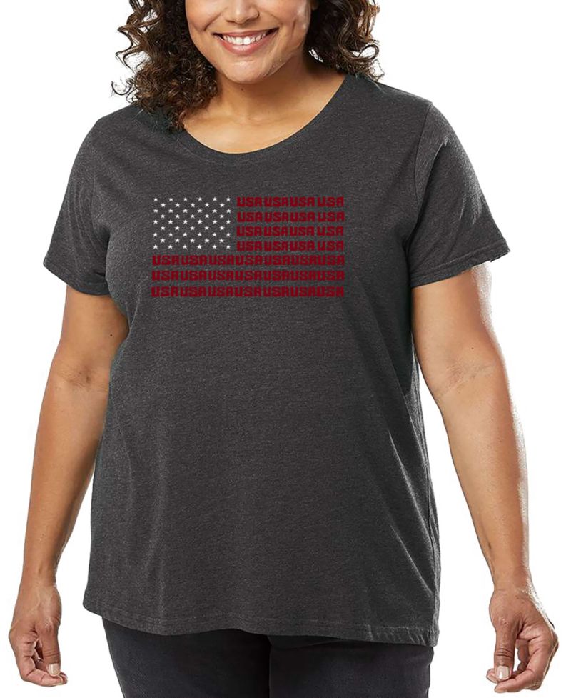 Plus Size USA Flag Word Art T-Shirt